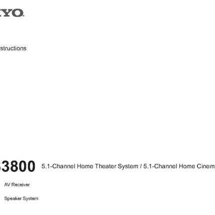 Onkyo Integra HT-S3800 Receiver Owners Instruction Manual