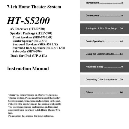 Onkyo Integra HT-S5200 Receiver Owners Instruction Manual