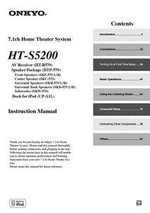 Onkyo Integra HT-S5200 Receiver Owners Instruction Manual