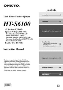 Onkyo Integra HT-S6100 Receiver Owners Instruction Manual