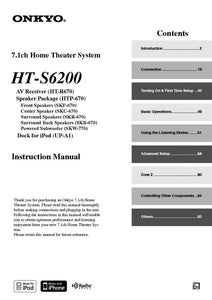 Onkyo Integra HT-S6200 Receiver Owners Instruction Manual