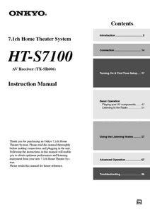 Onkyo Integra HT-S7100 Receiver Owners Instruction Manual