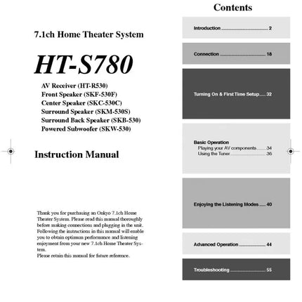 Onkyo Integra HT-S780 Receiver Owners Instruction Manual