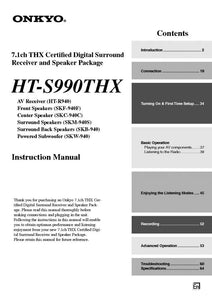 Onkyo Integra HT-S990THX Receiver Owners Instruction Manual