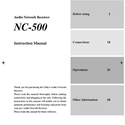 Onkyo Integra NC-500 Receiver Owners Instruction Manual