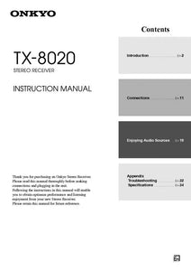 Onkyo Integra TX-8020 Receiver Owners Instruction Manual