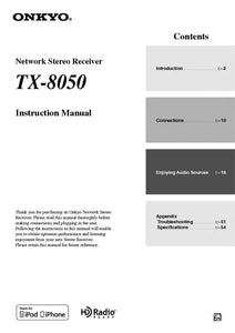 Onkyo Integra TX-8050 Receiver Owners Instruction Manual