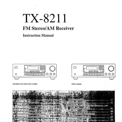 Onkyo Integra TX-8211 Receiver Owners Instruction Manual