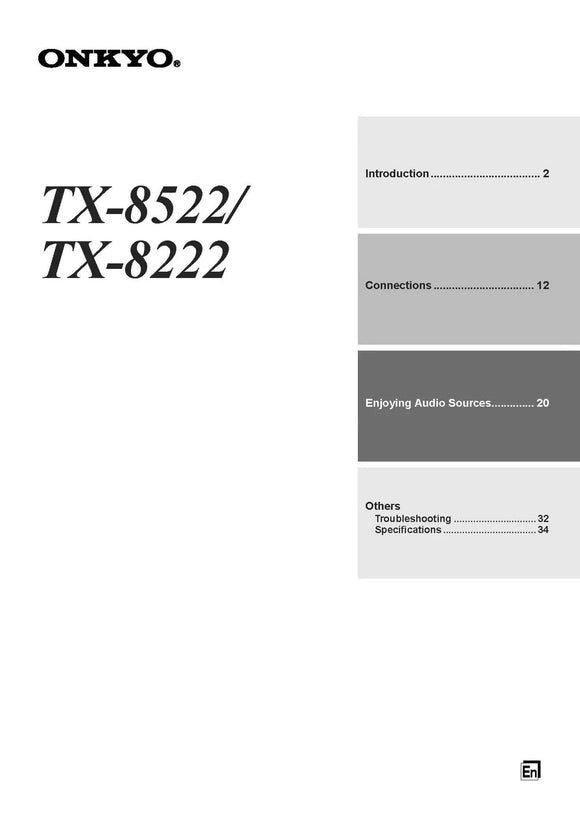 Onkyo Integra TX-8222 Receiver Owners Instruction Manual