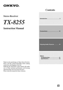 Onkyo Integra TX-8255 Receiver Owners Instruction Manual