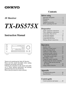 Onkyo Integra TX-DS575X Receiver Owners Instruction Manual