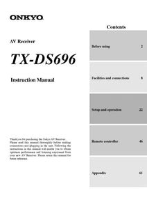 Onkyo Integra TX-DS696 Receiver Owners Instruction Manual