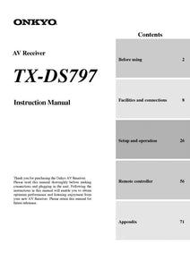 Onkyo Integra TX-DS797 Receiver Owners Instruction Manual