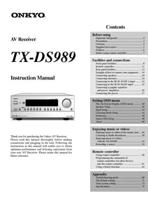 Onkyo Integra TX-DS989 Receiver Owners Instruction Manual