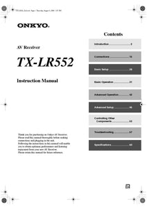 Onkyo Integra TX-LR552 Receiver Owners Instruction Manual