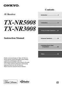 Onkyo Integra TX-NR3008 Receiver Owners Instruction Manual