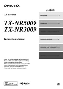 Onkyo Integra TX-NR3009 Receiver Owners Instruction Manual