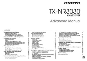 Onkyo Integra TX-NR3030 Advanced Receiver Owners Instruction Manual