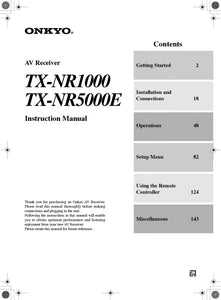 Onkyo Integra TX-NR5000E Receiver Owners Instruction Manual