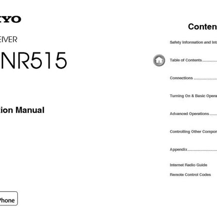 Onkyo Integra TX-NR515 Receiver Owners Instruction Manual