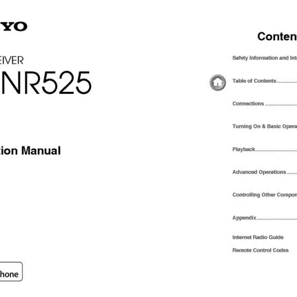 Onkyo Integra TX-NR525 Receiver Owners Instruction Manual