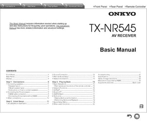 Onkyo Integra TX-NR545 Receiver Owners Instruction Manual