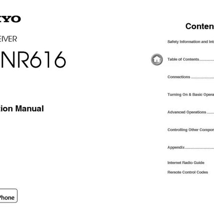 Onkyo Integra TX-NR616 Receiver Owners Instruction Manual