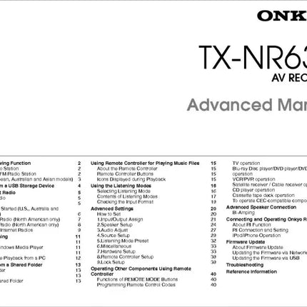 Onkyo Integra TX-NR636 Advanced Receiver Owners Instruction Manual