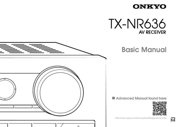 Onkyo Integra TX-NR636 Basic Receiver Owners Instruction Manual