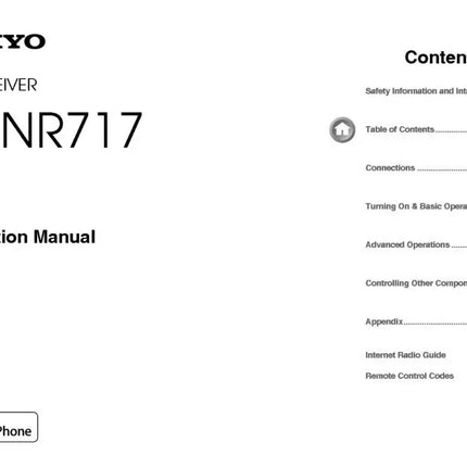 Onkyo Integra TX-NR717 Receiver Owners Instruction Manual