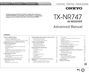 Onkyo Integra TX-NR747 Advanced Receiver Owners Instruction Manual