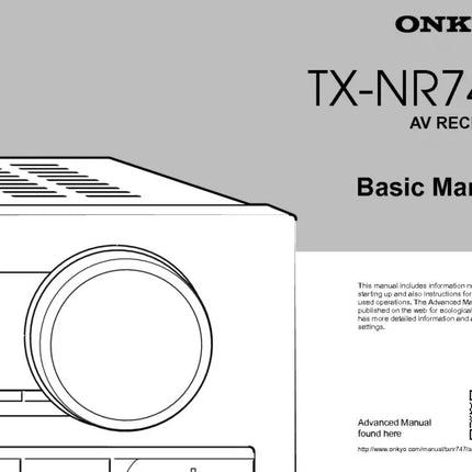 Onkyo Integra TX-NR747 Basic Receiver Owners Instruction Manual