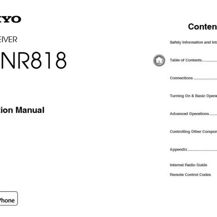 Onkyo Integra TX-NR818 Receiver Owners Instruction Manual