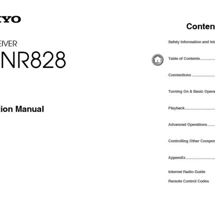 Onkyo Integra TX-NR828 Receiver Owners Instruction Manual