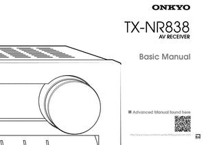 Onkyo Integra TX-NR838 Basic Receiver Owners Instruction Manual