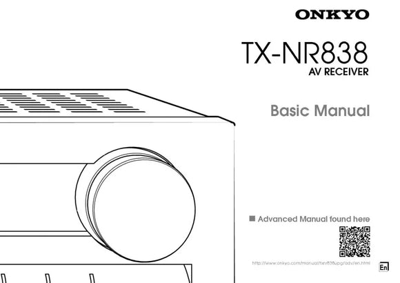 Onkyo Integra TX-NR838 Basic Receiver Owners Instruction Manual