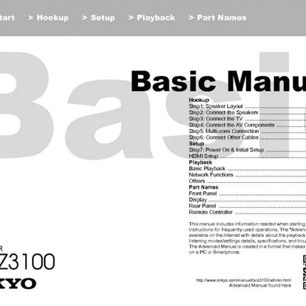 Onkyo Integra TX-RZ3100 Receiver Owners Instruction Manual