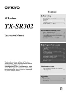 Onkyo Integra TX-SR302 Receiver Owners Instruction Manual