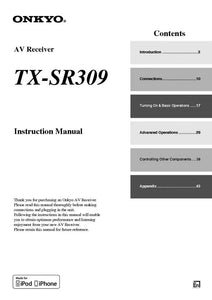 Onkyo Integra TX-SR309 Receiver Owners Instruction Manual