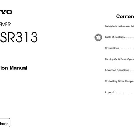 Onkyo Integra TX-SR313 Receiver Owners Instruction Manual