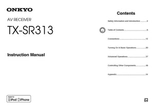 Onkyo Integra TX-SR313 Receiver Owners Instruction Manual