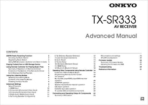 Onkyo Integra TX-SR333 Advanced Receiver Owners Instruction Manual