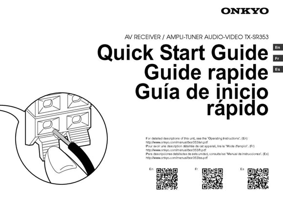 Onkyo Integra TX-SR353 Receiver Owners Instruction Manual