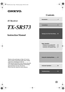 Onkyo Integra TX-SR573 Receiver Owners Instruction Manual