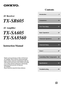 Onkyo Integra TX-SR605 Receiver Owners Instruction Manual