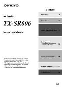 Onkyo Integra TX-SR606 Receiver Owners Instruction Manual