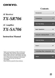 Onkyo Integra TX-SR706 Receiver Owners Instruction Manual