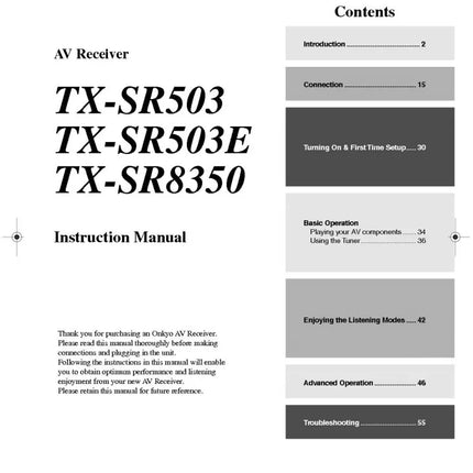 Onkyo Integra TX-SR8350 Receiver Owners Instruction Manual