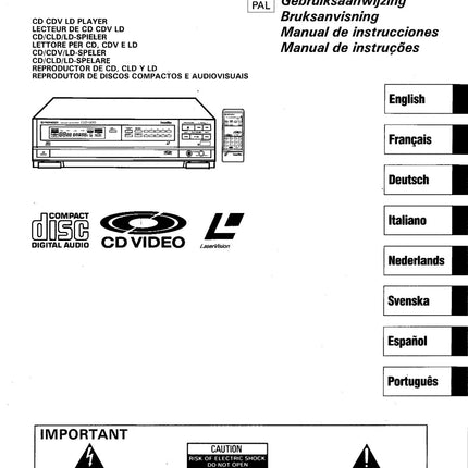 PIONEER CLD-1200 Laser Disc Player Owners Instruction Manual