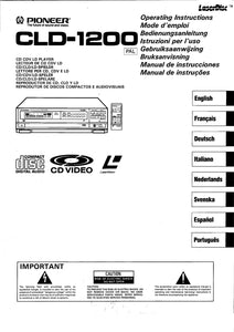 PIONEER CLD-1200 Laser Disc Player Owners Instruction Manual